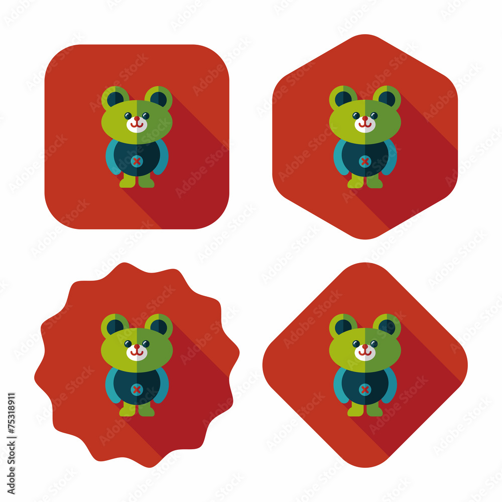 Obraz premium teddy bear flat icon with long shadow