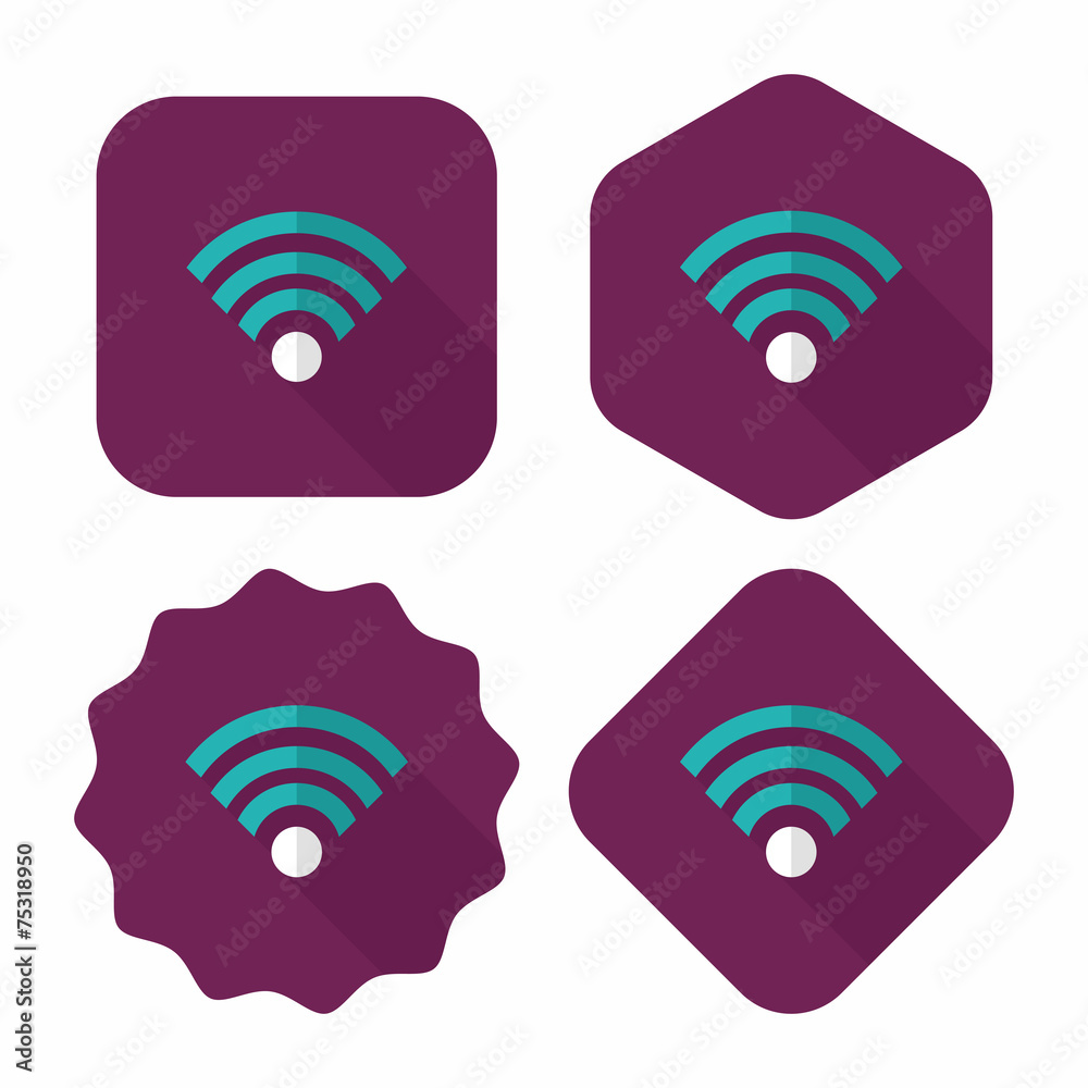 Wireless wifi flat icon with long shadow Wireless wifi flat icon with long shadow