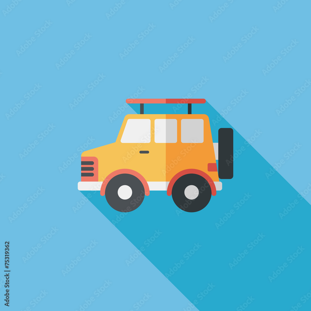 Naklejka premium Transportation Sports Utility Vehicle flat icon with long shadow