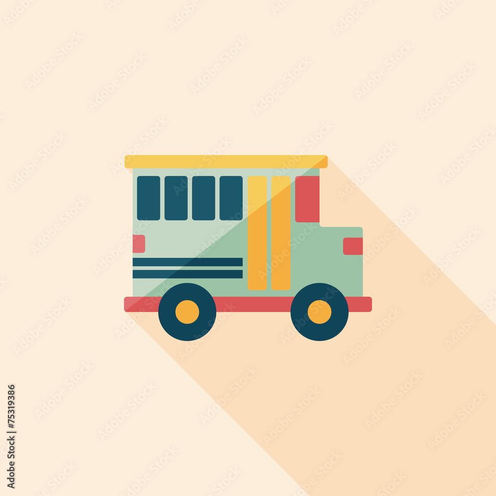Transportation school bus flat icon with long shadow,eps10 Transportation school bus flat icon with long shadow,eps10