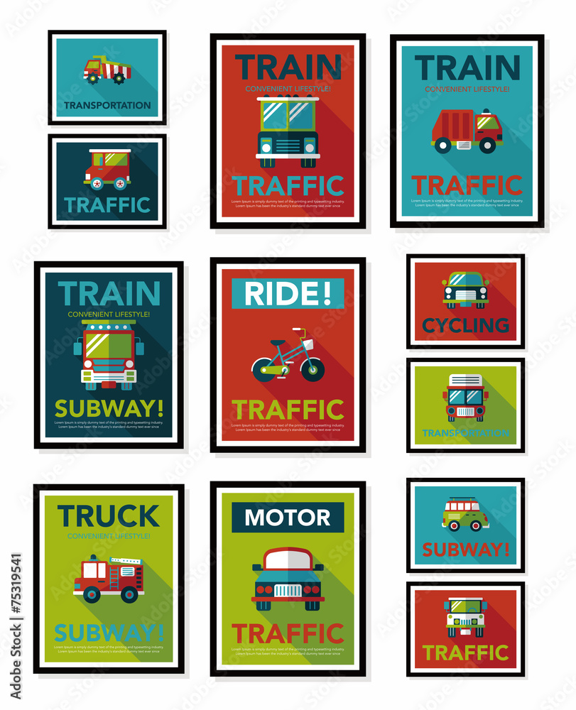 Transportation poster flat design background set, eps10 Transportation poster flat design background set, eps10