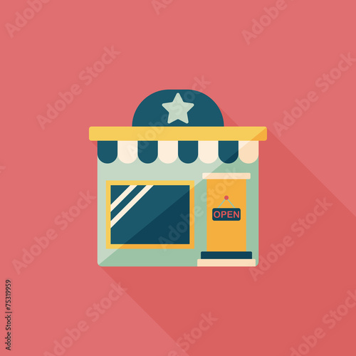 Building shop store flat icon with long shadow,eps10