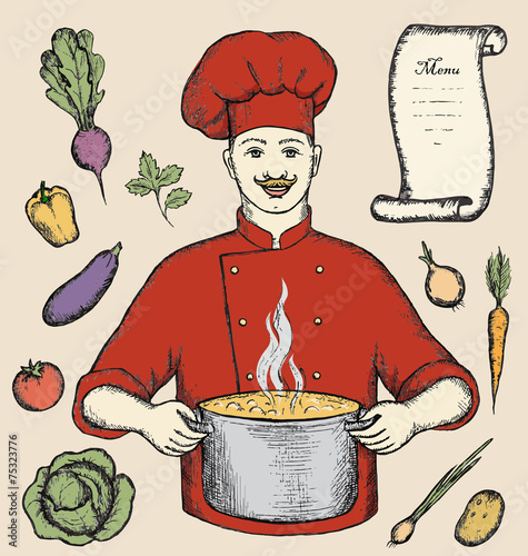 Schilderij op canvas The main chef