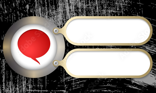 metal frames with speech bubble and scratched background