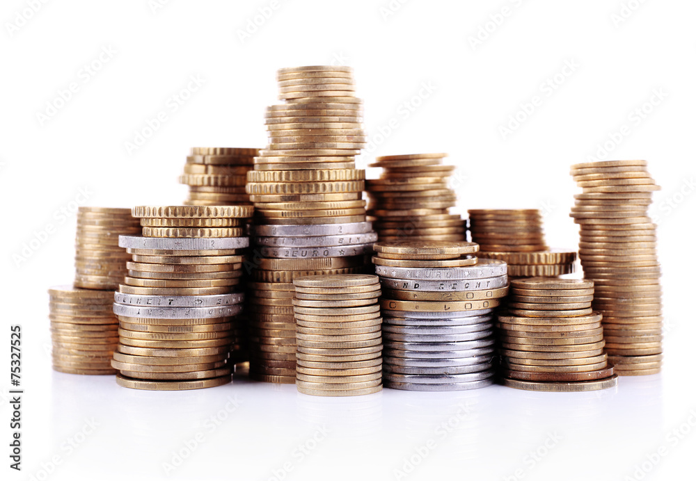 Pile of coins isolated on white background Pile of coins isolated on white background