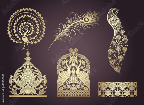 peacock motif designs, textile , Rajasthan, royal India