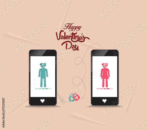 valentines day connecting hearts together by phone