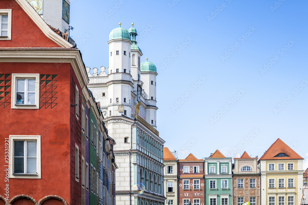 Historic Poznan City Hall and colorful buildings