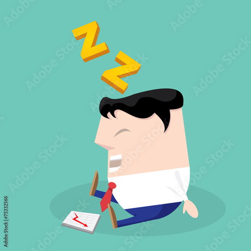 Businessman falling asleep at his work