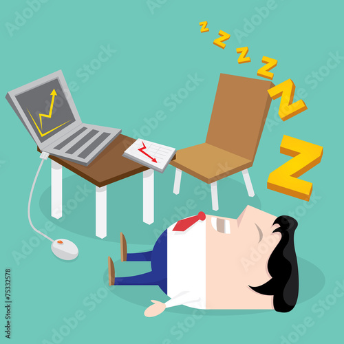 Businessman falling asleep at his work