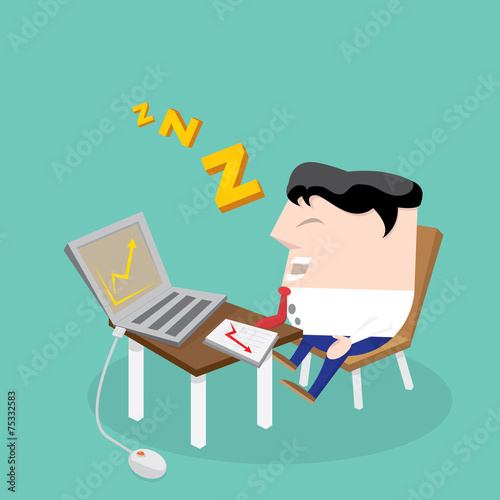 Businessman falling asleep at his work