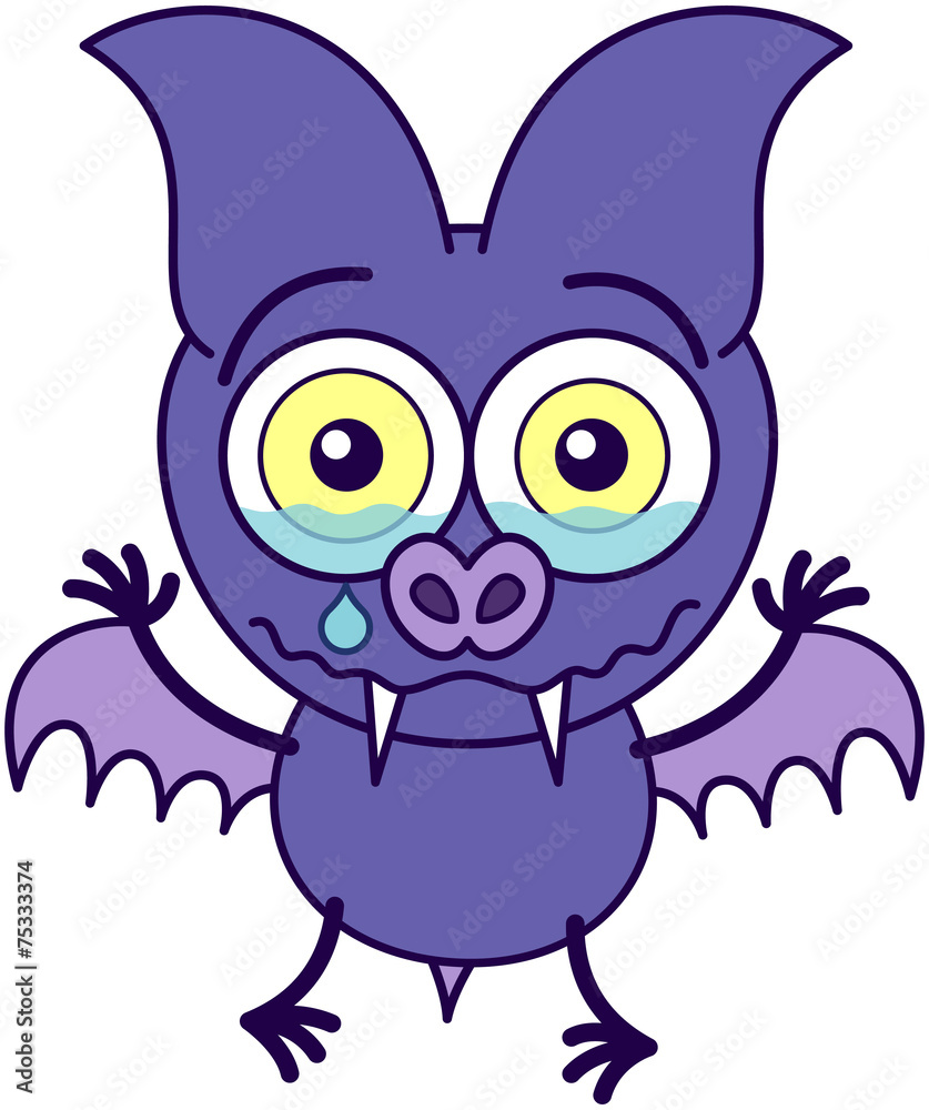 Purple bat feeling sad and crying
