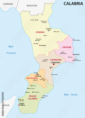 calabria administrative map photo