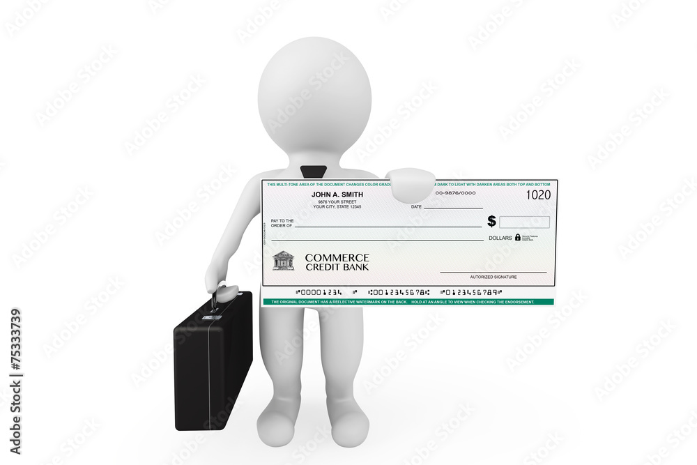 3d Businessman hold Banking Check 3d Businessman hold Banking Check