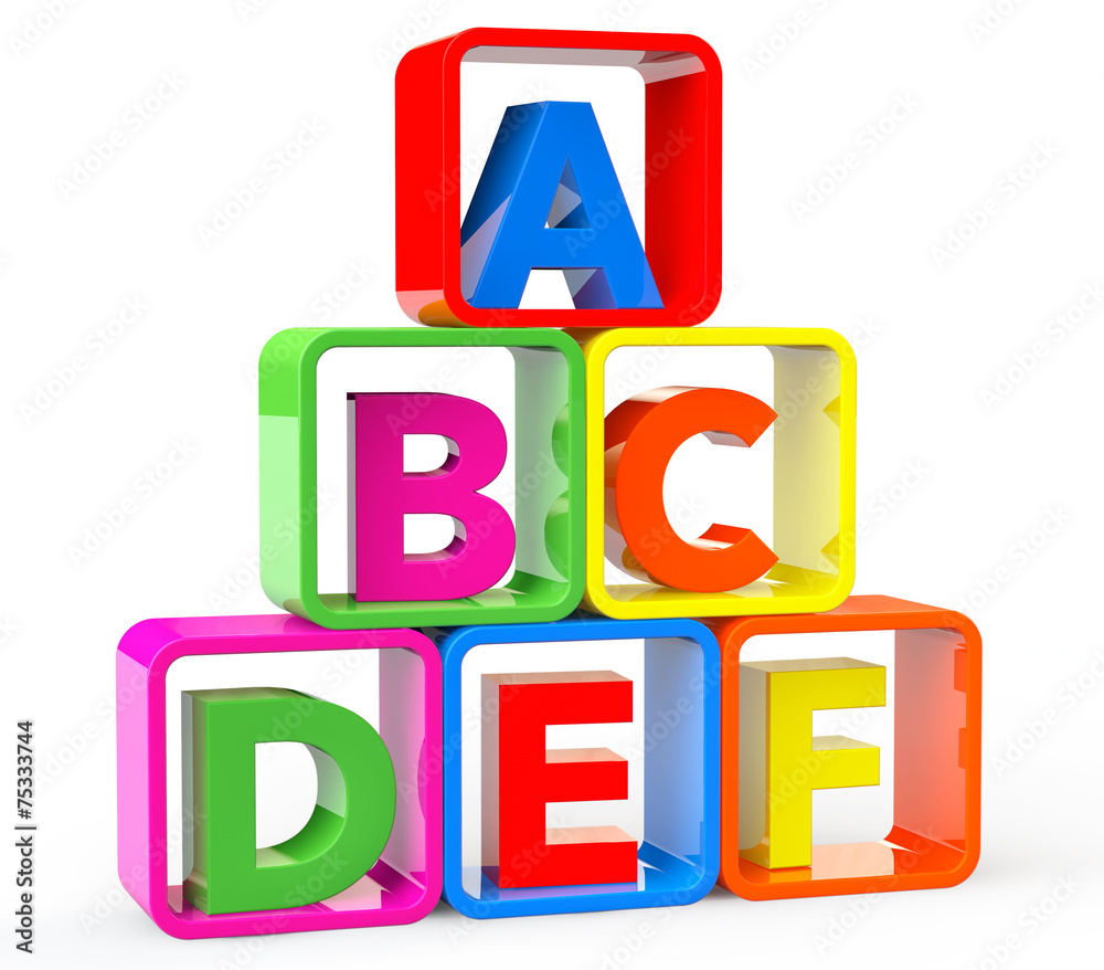 Multicolour cubes as stand with ABC letters Multicolour cubes as stand with ABC letters
