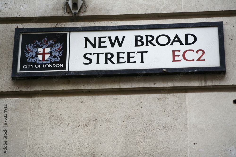 New Broad Street road sign in London New Broad Street road sign in London