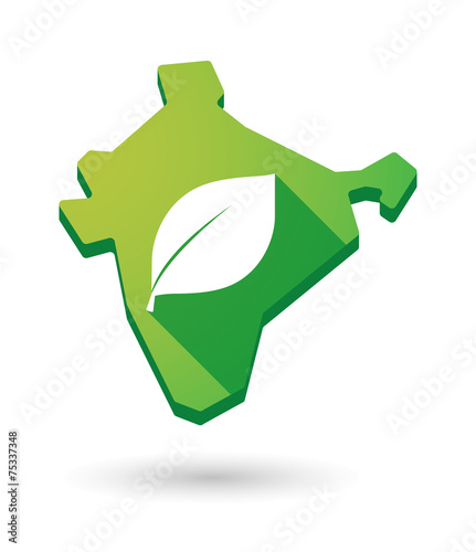 India map icon with a leaf