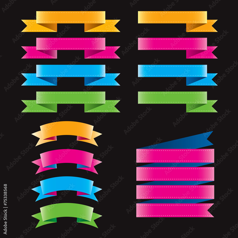 Set of color ribbons