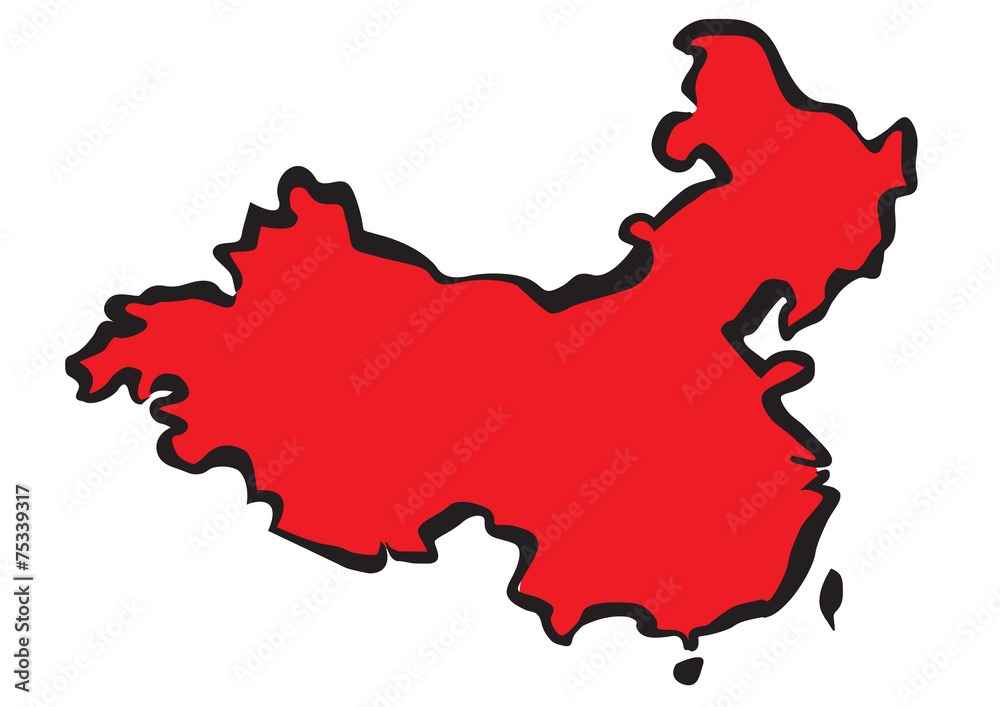 Naklejka premium vector drawing map of china