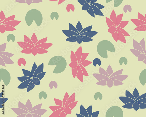 Background with lotus flowers and leaves
