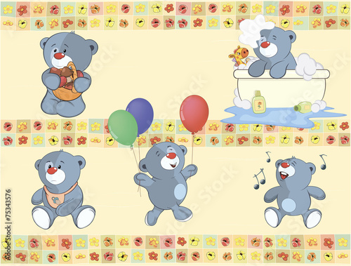 Border for wallpaper with stuffed bear cubs
