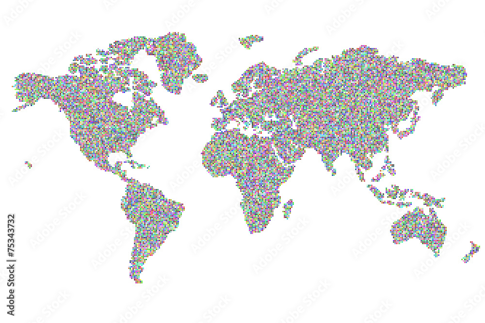 Fototapeta premium 19330 square random colored pixels world map