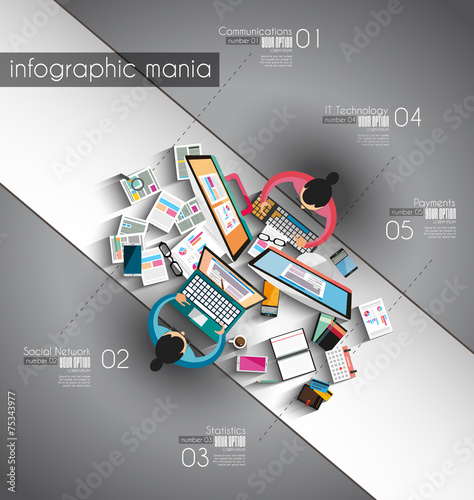 Infographic teamwork and brainsotrming with Flat style. photo