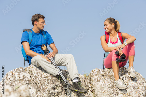 Young couple hiking on the ...