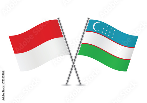 Free Download Uzbekistan and Indonesian flags. Vector illustration. - GFXLoad