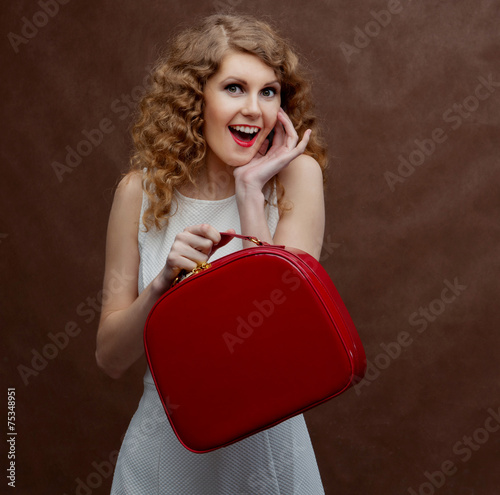 the girl with a red bag