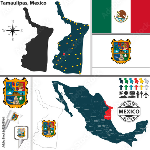 Map of Tamaulipas, Mexico photo