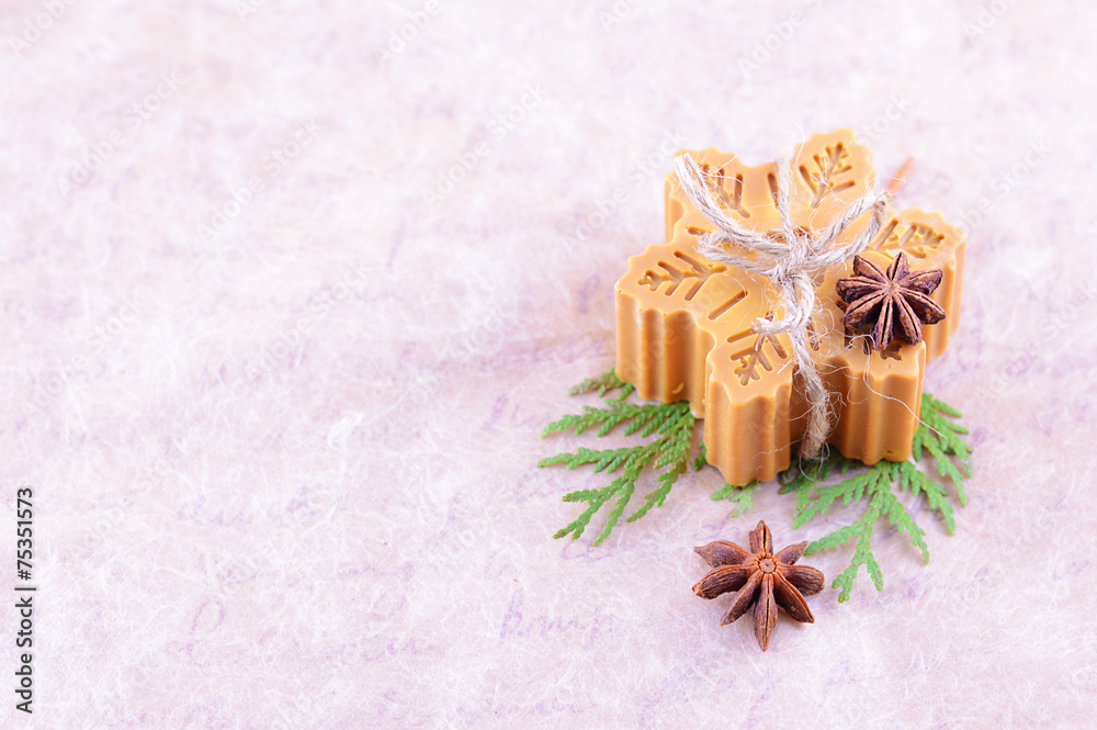 handmade soap with cinnamon and anise star handmade soap with cinnamon and anise star