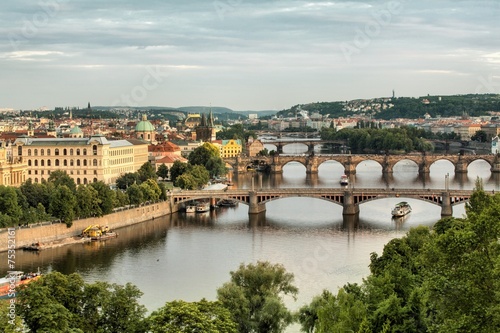 Vltava and bridges in Prague, Czech Republic
