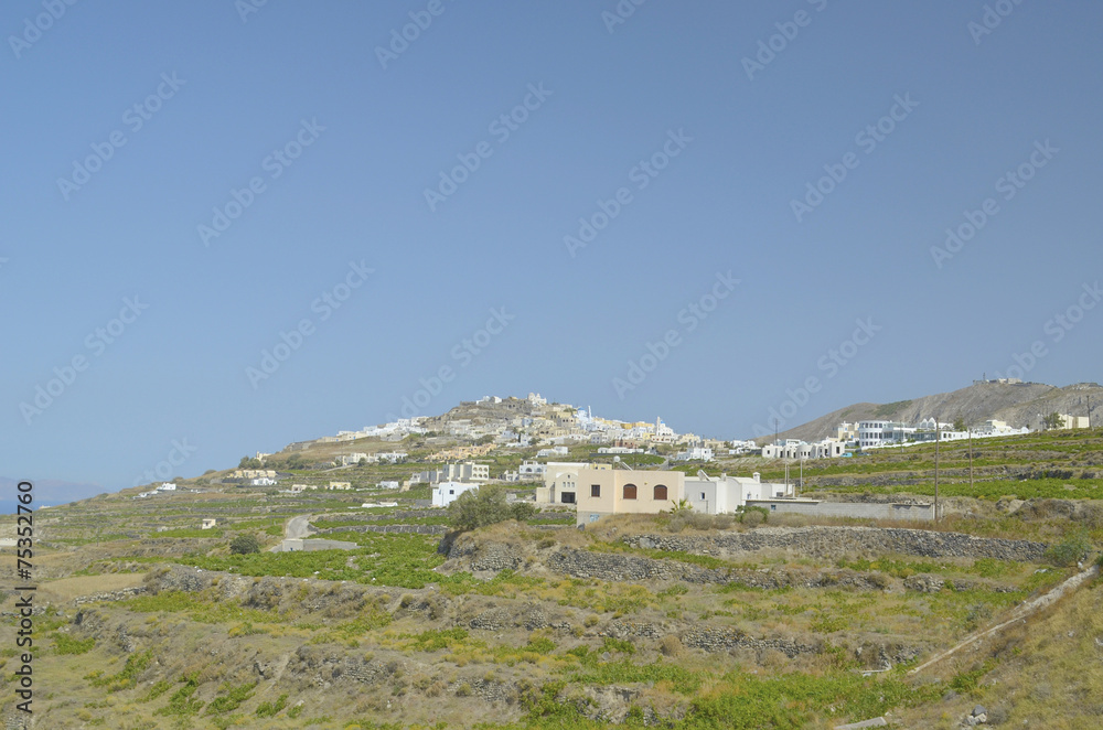 greek island village, white houses, santorini