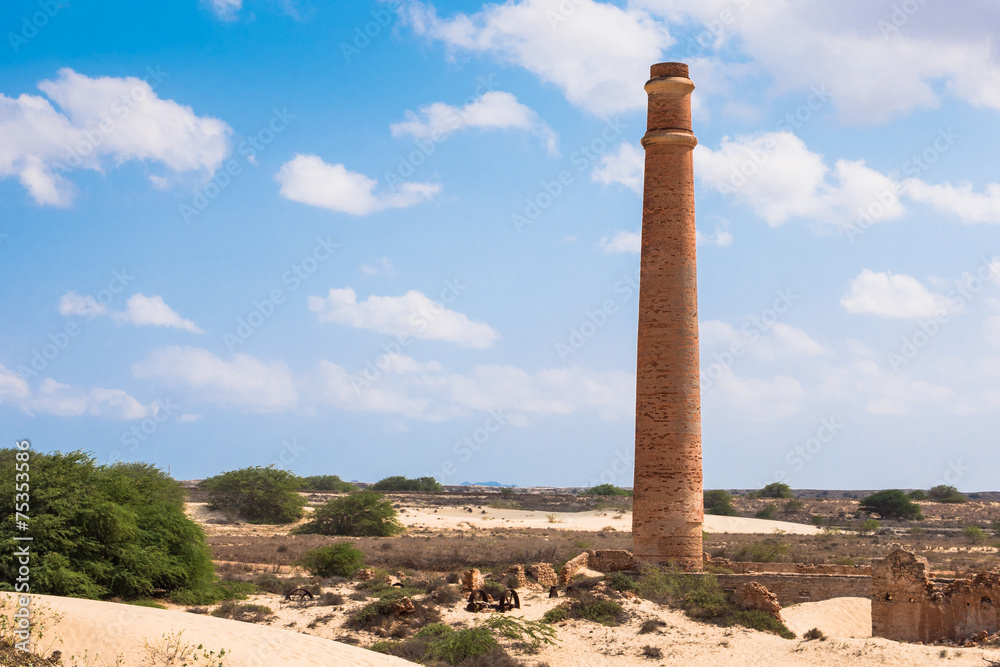 Fabric  ruin in Chaves beach Praia de Chaves in Boavista Cape Ve