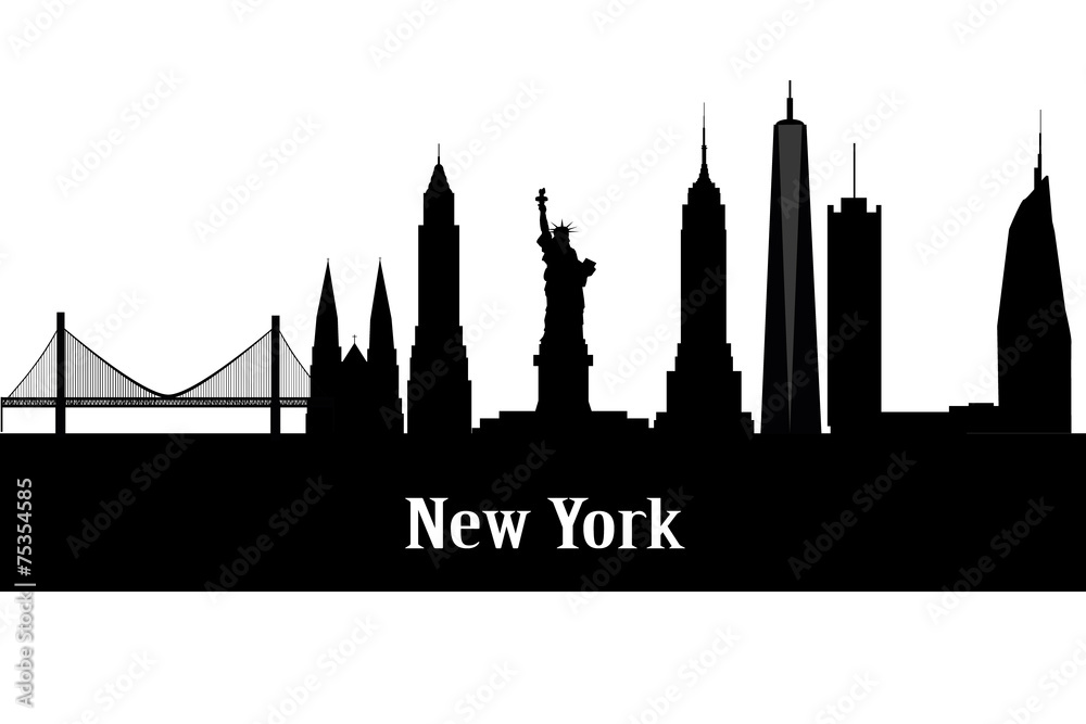 Modern silhouette skyline of New York.