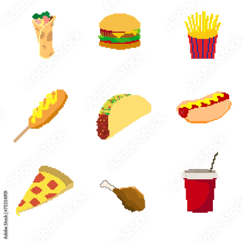 Vector Pixel Art fast food collection