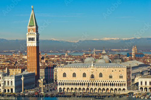 Campanila bell tower at piazza San Marco in Venice photo