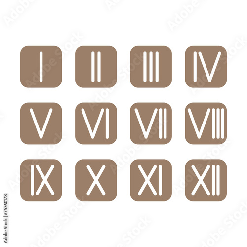 Set Roman numerals 1-12 icon. vector