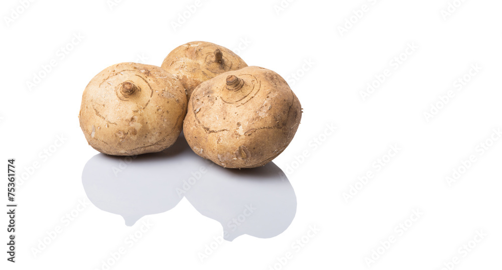 Jicama or Mexican yam over white background Jicama or Mexican yam over white background
