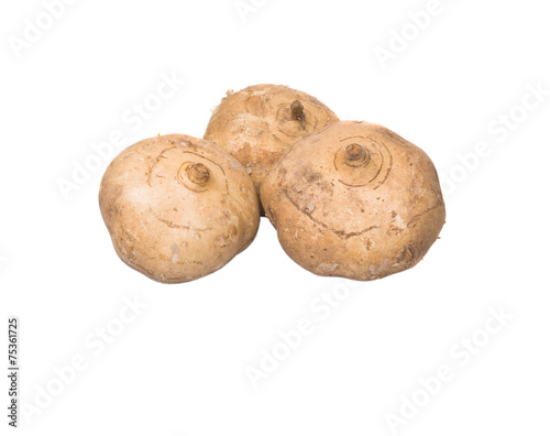 Jicama or Mexican yam over white background 