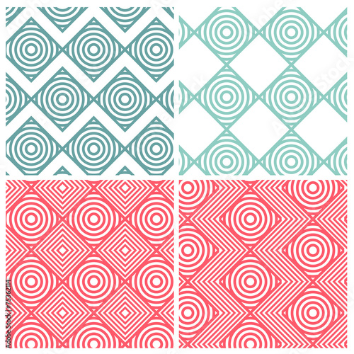 Set of four circle combine square patterns