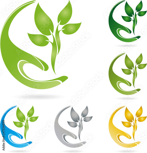 Logo, Pflanze, Blätter, Hand, Heilpraktiker