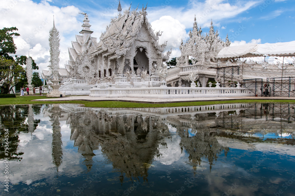 Magnificently grand white temple Rong Khun temple, Chiang Rai