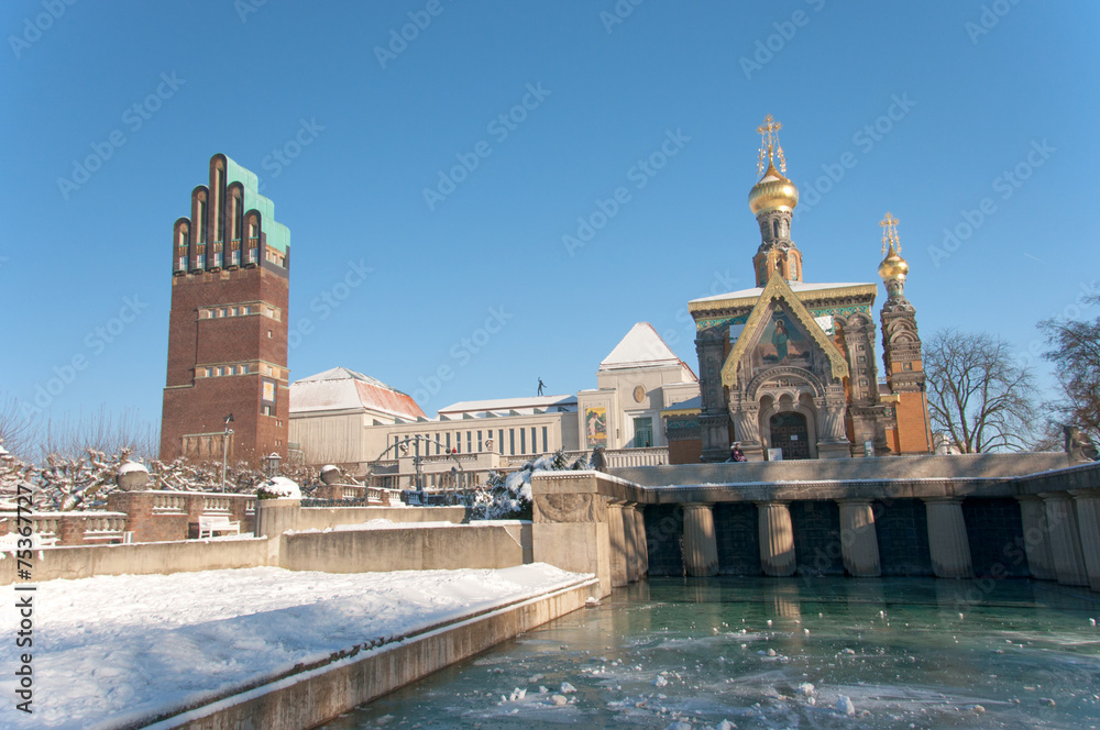 Naklejka premium Mathildenhöhe Darmstadt im Winter - Jugendstil