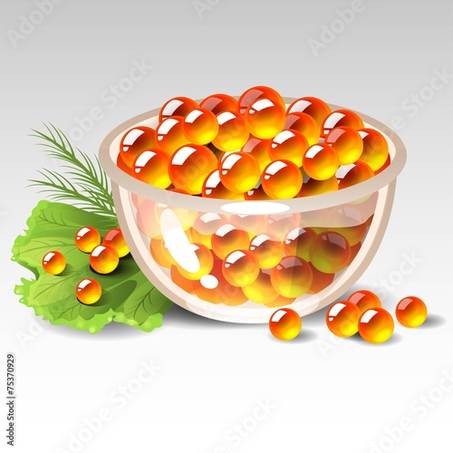 Dish with red caviar