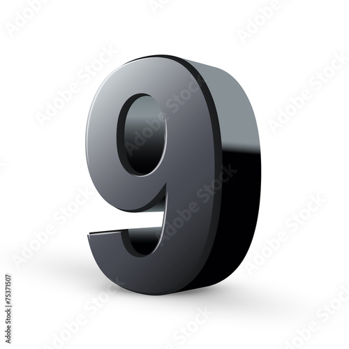 glossy black number nine