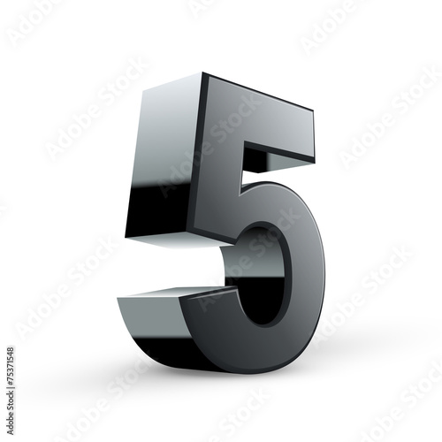glossy black number five