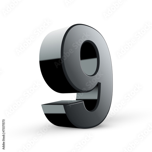 glossy black number nine