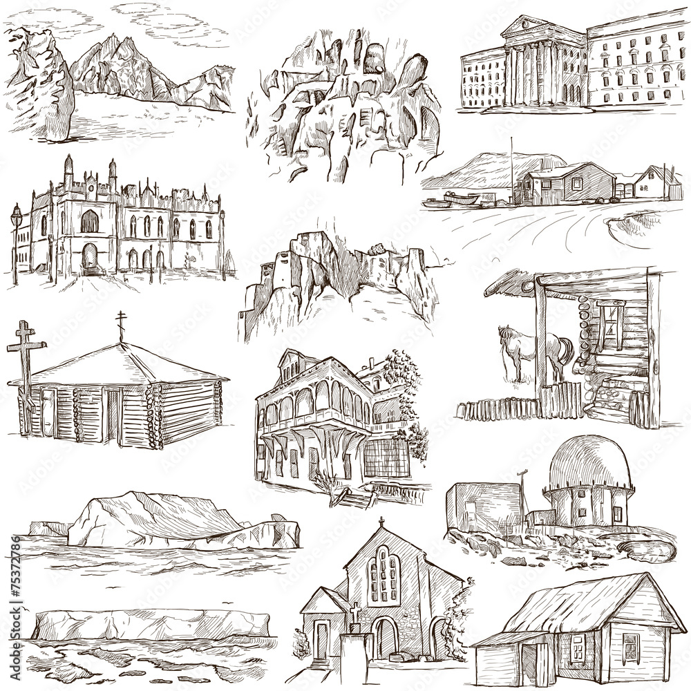 Obraz premium Architecture, Famous places - Full sized illustrations